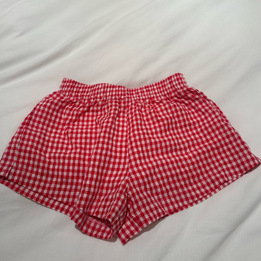 Red Checkered Mini Shorts